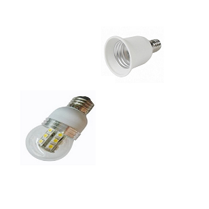 E27 LED lamp fitting in e14 lampfitting met lamp adapter hulpstuk