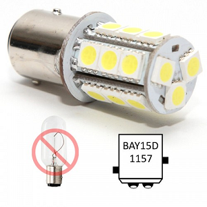 led lamp 1157 BAY15D lampfitting 12volt 24volt 18SMD5050 DC12-30V Groen 2.5W++